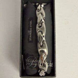 Brilliance Fine Jewelry 9” Stainless Steel Mariner Link Bracelet NWT